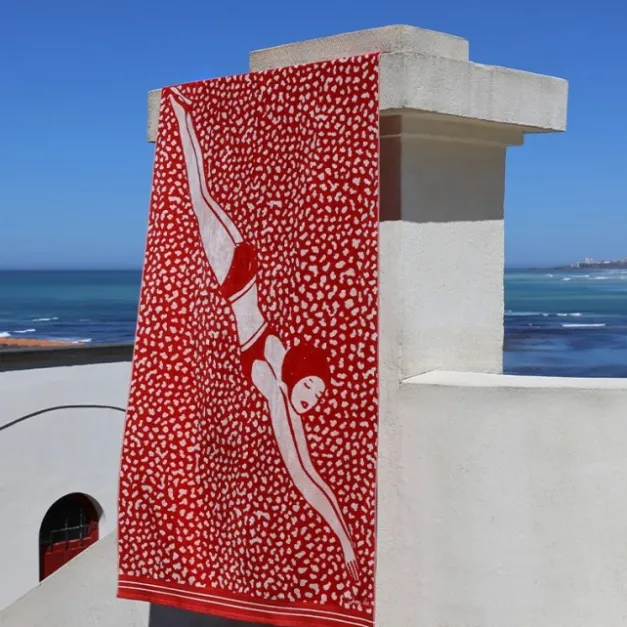 Maison Jean-Vier Drap de plage Rouge