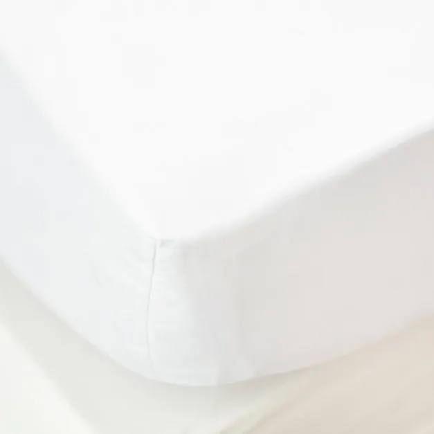 Maison Jean-Vier Drap housse blanc en satin de coton