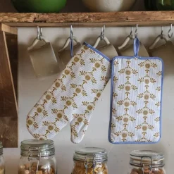 Maison Jean-Vier Gant à four et manique Bleu