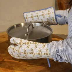 Maison Jean-Vier Gant à four et manique Bleu