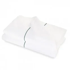 Maison Jean-Vier Housse de couette satin de coton broderie vert foncé