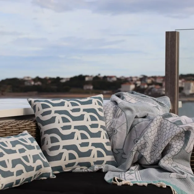 Maison Jean-Vier Housse de coussin Bleu