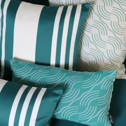 Maison Jean-Vier Housse de coussin vert canard en Jacquard