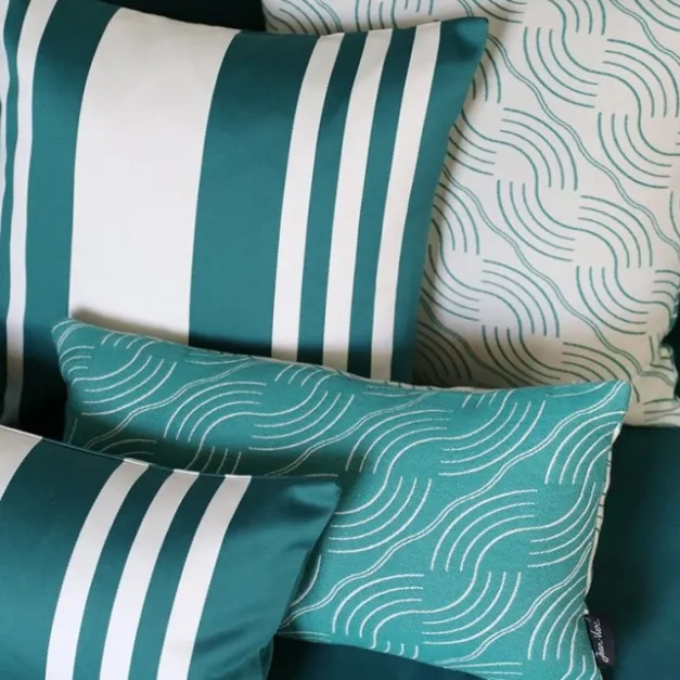 Maison Jean-Vier Housse de coussin vert canard en Jacquard