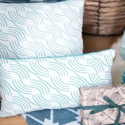 Maison Jean-Vier Housse de coussin vert canard en Jacquard