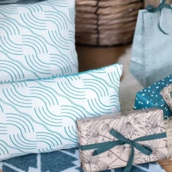 Maison Jean-Vier Housse de coussin vert canard en Jacquard