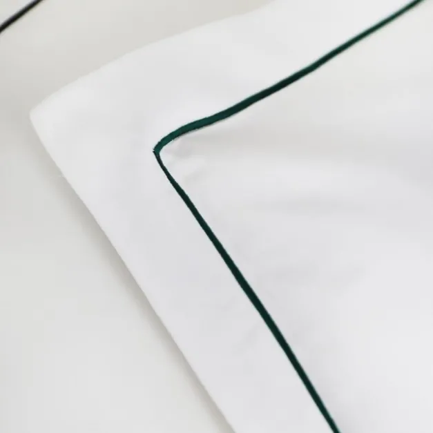 Maison Jean-Vier Lot de 2 taies d'oreiller avec broderie vert foncé