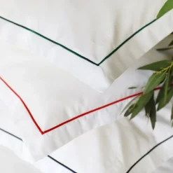 Maison Jean-Vier Lot de 2 taies d'oreiller avec broderie vert foncé