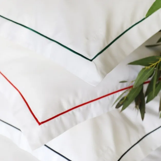 Maison Jean-Vier Lot de 2 taies d'oreiller avec broderie vert foncé