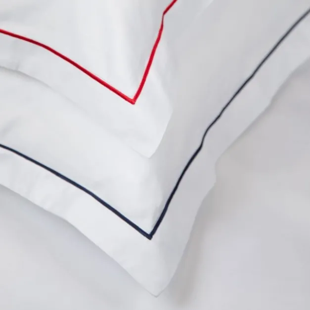 Maison Jean-Vier Lot de 2 taies d'oreiller avec broderie bleu foncé