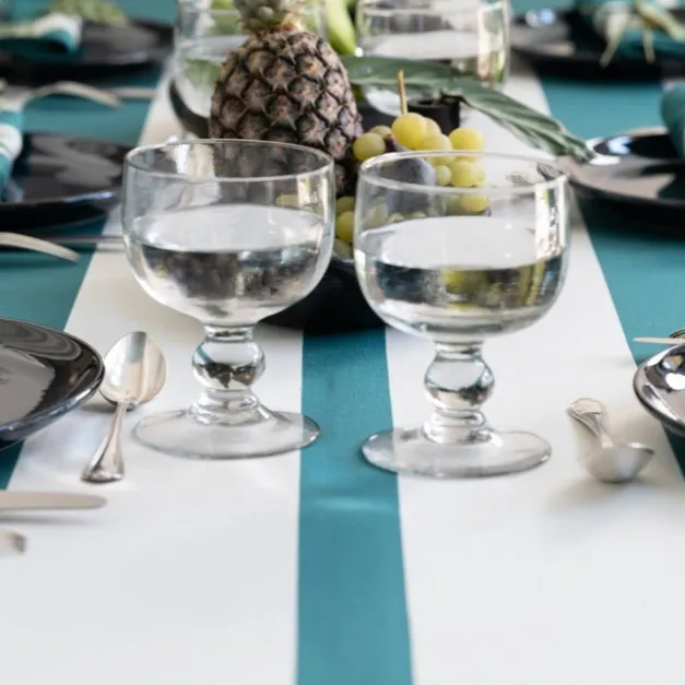 Maison Jean-Vier Nappe à rayures vertes en satin de coton