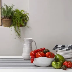 Maison Jean-Vier Nappe grise rayée en satin de coton