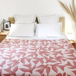 Maison Jean-Vier Plaid terracotta en laine et cachemire avec motifs