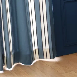 Maison Jean-Vier Rideau bleu nuit en coton à rayures