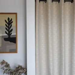 Maison Jean-Vier Rideau en Jacquard beige à motifs tissés