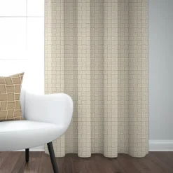 Maison Jean-Vier Rideau en Jacquard beige à motifs tissés