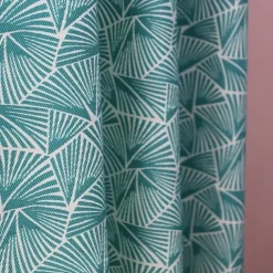 Maison Jean-Vier Rideau en Jacquard bleu turquoise à motifs