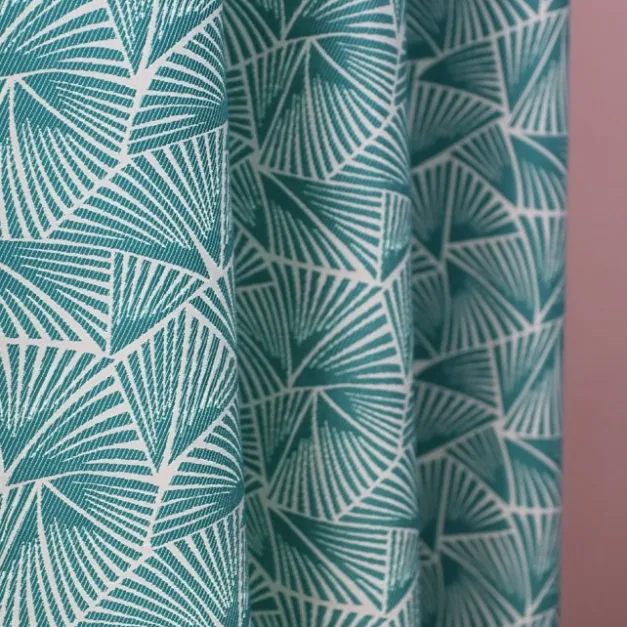 Maison Jean-Vier Rideau en Jacquard bleu turquoise à motifs