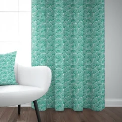 Maison Jean-Vier Rideau en Jacquard bleu turquoise à motifs