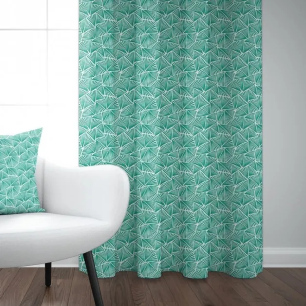Maison Jean-Vier Rideau en Jacquard bleu turquoise à motifs