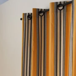 Maison Jean-Vier Rideau en Jacquard jaune gold à rayures 100% coton