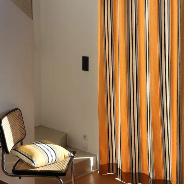 Maison Jean-Vier Rideau en Jacquard jaune gold à rayures 100% coton