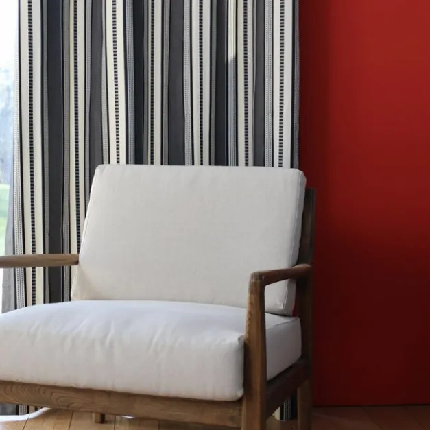 Maison Jean-Vier Rideau en Jacquard noir à rayures 100% coton