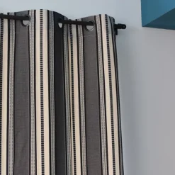 Maison Jean-Vier Rideau en Jacquard noir à rayures 100% coton