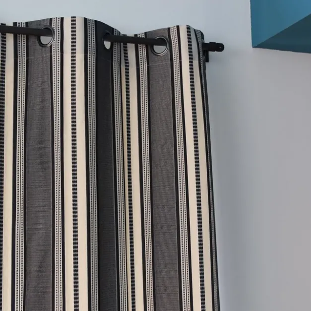Maison Jean-Vier Rideau en Jacquard noir à rayures 100% coton