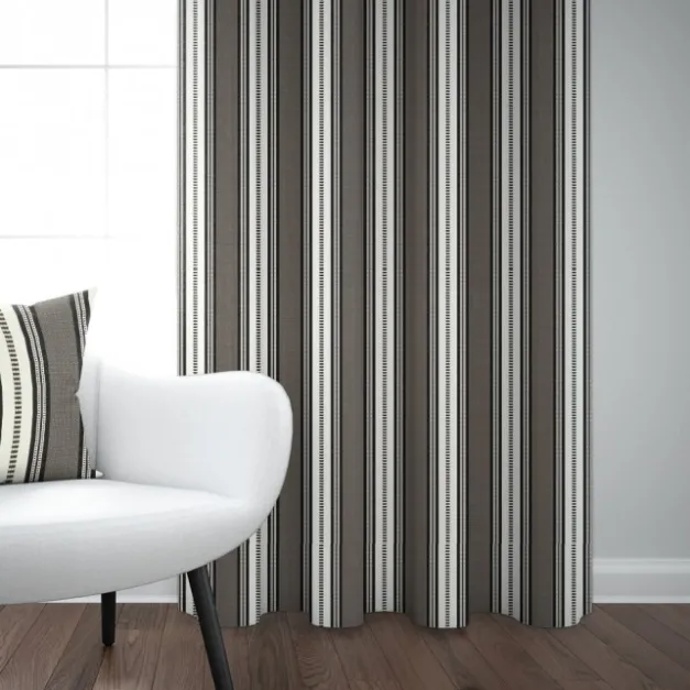 Maison Jean-Vier Rideau en Jacquard noir à rayures 100% coton