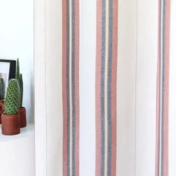 Maison Jean-Vier Rideau en lin et coton à rayures terre cuite