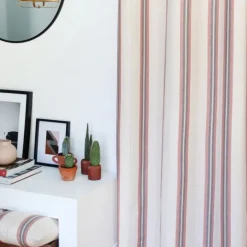 Maison Jean-Vier Rideau en lin et coton à rayures terre cuite