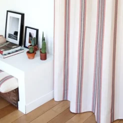 Maison Jean-Vier Rideau en lin et coton à rayures terre cuite