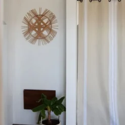 Maison Jean-Vier Rideau en lin et coton à rayures beige