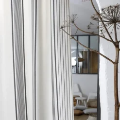 Maison Jean-Vier Rideau en lin et coton à rayures écru et noir