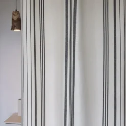 Maison Jean-Vier Rideau en lin et coton à rayures écru et noir