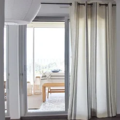 Maison Jean-Vier Rideau en lin et coton à rayures écru et noir