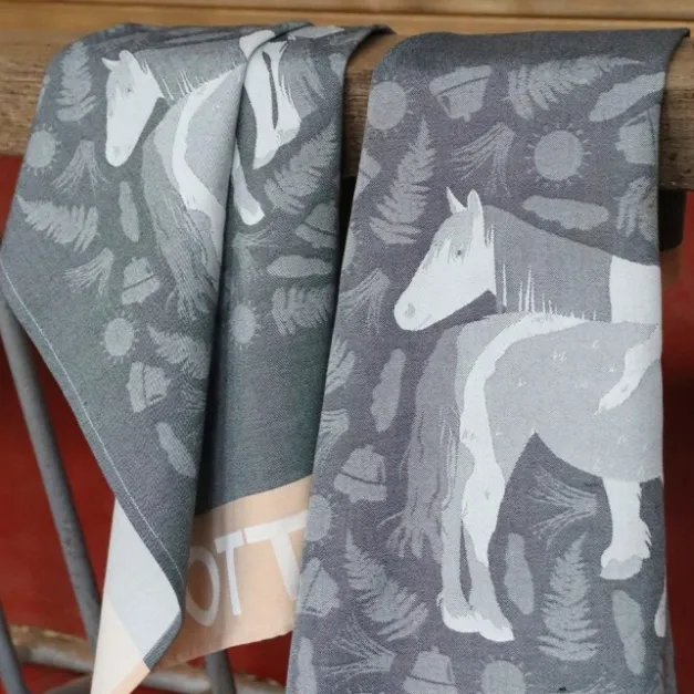 Maison Jean-Vier Torchon gris en Jacquard à motifs pottok