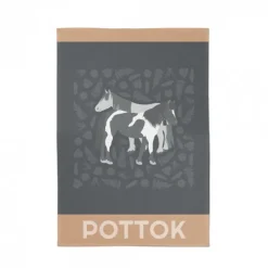 Maison Jean-Vier Torchon gris en Jacquard à motifs pottok